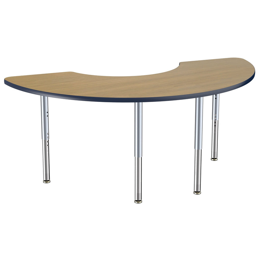 FDP 36" x 72" Half Moon Thermofused Activity Table with Adjustable Super Legs (FDP - 14793 - XX) - SchoolOutlet