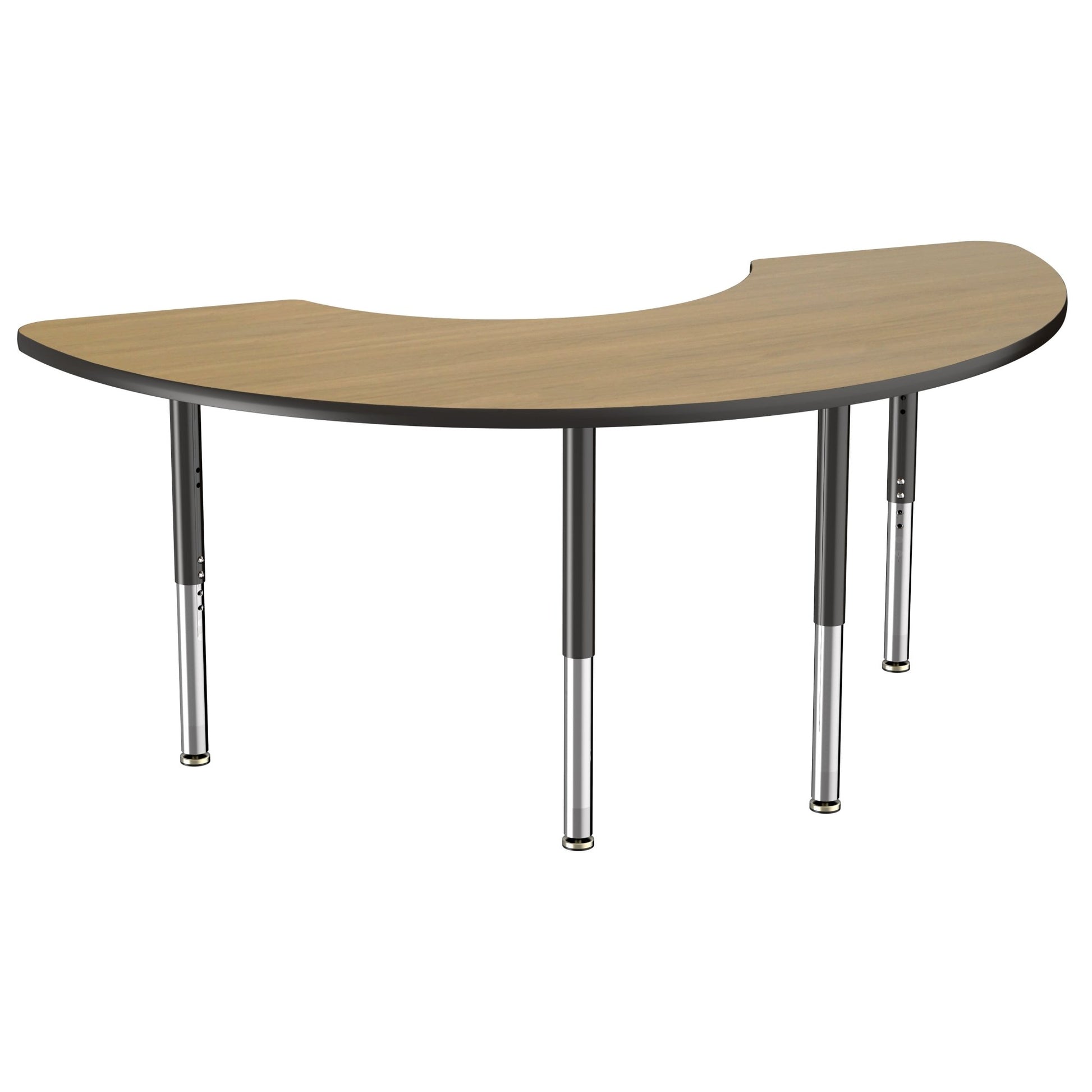 FDP 36" x 72" Half Moon Thermofused Activity Table with Adjustable Super Legs (FDP - 14793 - XX) - SchoolOutlet