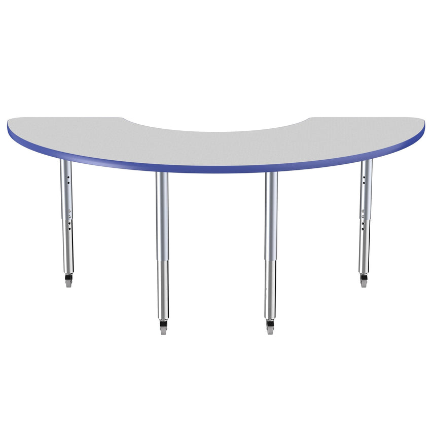 FDP 36" x 72" Half Moon Thermofused Activity Table with Adjustable Super Legs (FDP - 14793 - XX) - SchoolOutlet