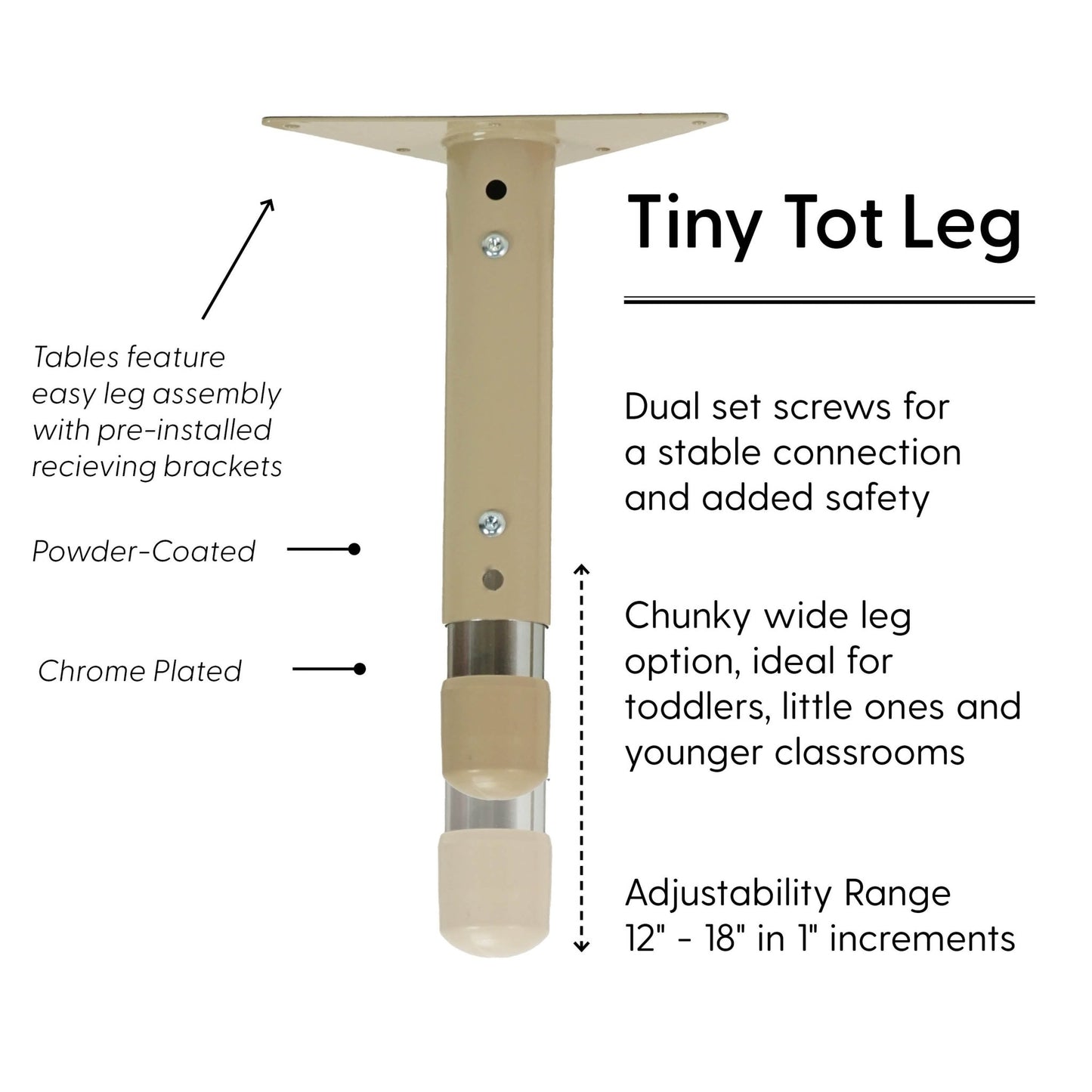 FDP 24" x 60" Rectangle T - Molding Activity Table with Adjustable Tiny Tot Legs (FDP - 14893 - XX) - SchoolOutlet