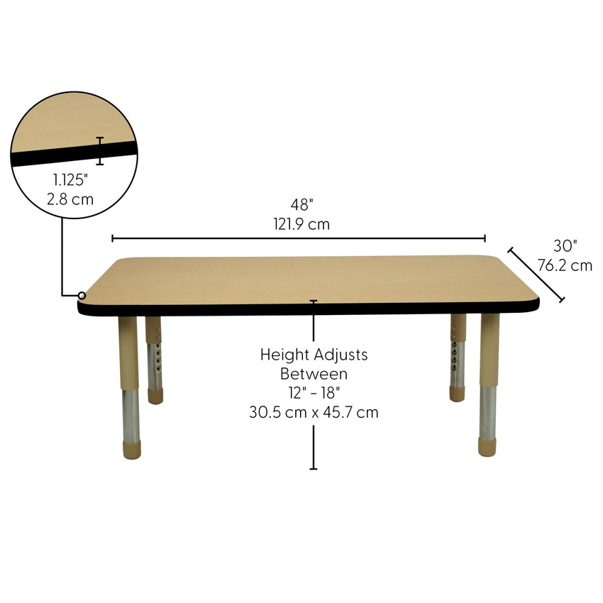 FDP 30" x 48" Rectangle T - Molding Activity Table with Adjustable Tiny Tot Legs (FDP - 14894 - XX) - SchoolOutlet