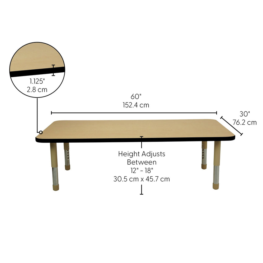 FDP 30" x 60" Rectangle T - Molding Activity Table with Adjustable Tiny Tot Legs (FDP - 14895 - XX) - SchoolOutlet