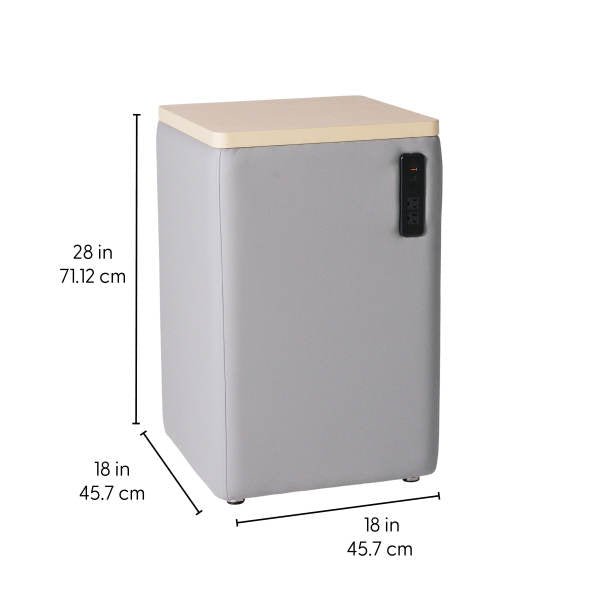 FDP Pro Series Upholstered 18" x 18" Square Dry - Erase Ottoman Table with Tech Panel 28" Height (15007 - XXXX) - SchoolOutlet