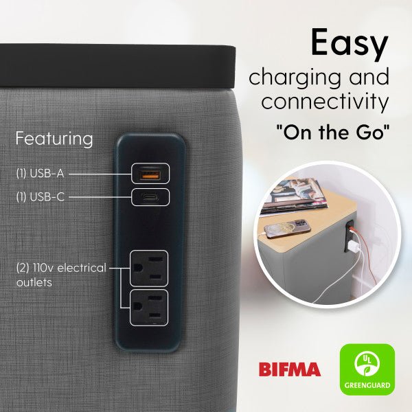 FDP Pro Series Upholstered 18" x 18" Square Dry - Erase Ottoman Table with Tech Panel 28" Height (15007 - XXXX) - SchoolOutlet