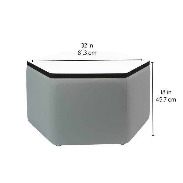 FDP Pro Series Upholstered Hexagon Dry - Erase Ottoman Table 18" Height (15021 - XXXX) - SchoolOutlet
