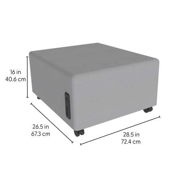 FDP Pro Series Upholstered Square Mobile Ottoman with Tech Panel (15027 - XX) - SchoolOutlet