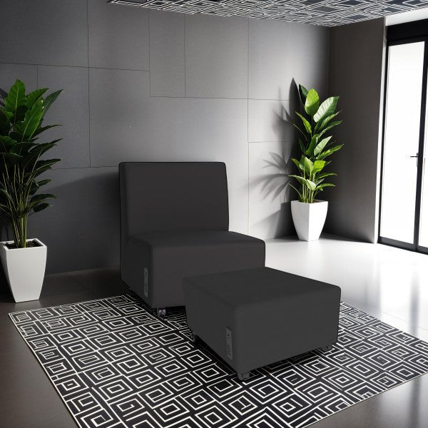 FDP Pro Series Upholstered Square Mobile Ottoman with Tech Panel (15027 - XX) - SchoolOutlet