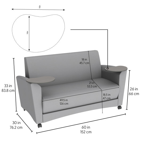 FDP Pro Series Upholstered Common Area Sofa with Tablet (15032 - XXXX) - SchoolOutlet