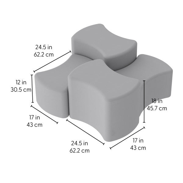 FDP Pro Series Upholstered Bowtie Ottoman, 4 - Piece (15097 - XX) - SchoolOutlet