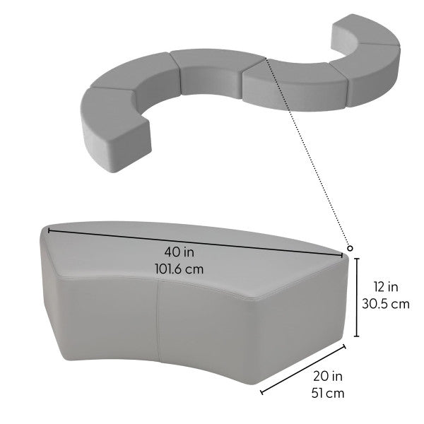 FDP Pro Series Upholstered S Curve Ottoman 12" Height, 6 - Piece (15100 - XX) - SchoolOutlet