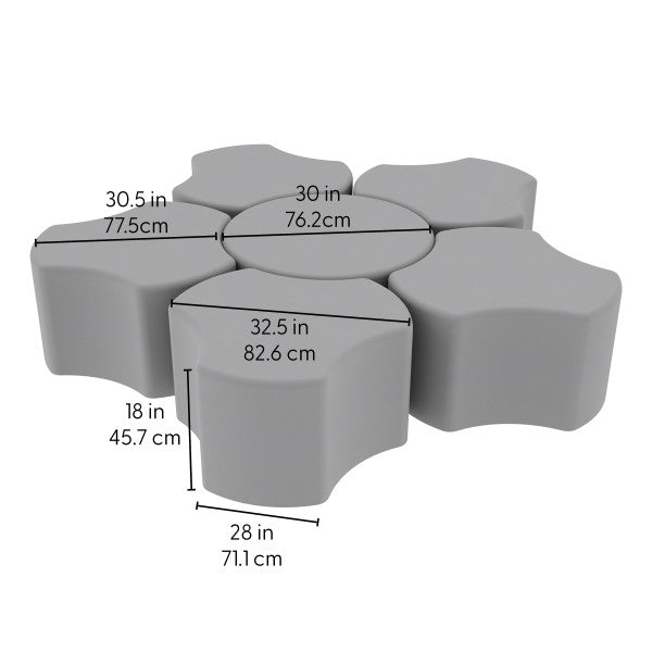 FDP Pro Series 18" Height Cog Ottoman Set, 6 - Piece (15102 - XX) - SchoolOutlet