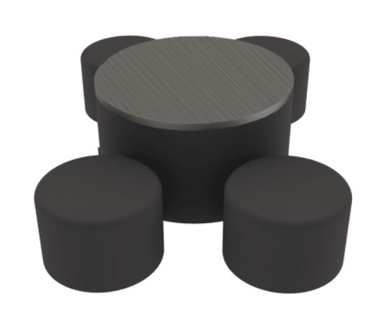 FDP Pro Series 30" Round Ottoman Table with Round 12" H Seating, 5 - Piece Set (FDP - 15110 - XXXX) - SchoolOutlet