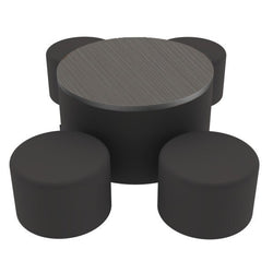 FDP Pro Series 30" Round Ottoman Table with Round 12" H Seating, 5-Piece Set (15110-XXXX)