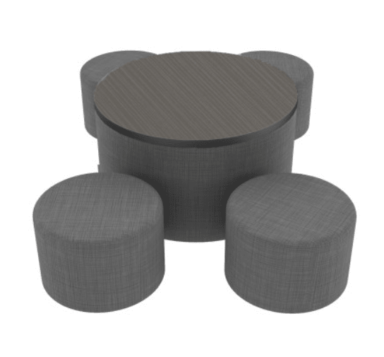 FDP Pro Series 30" Round Ottoman Table with Round 12" H Seating, 5 - Piece Set (FDP - 15110 - XXXX) - SchoolOutlet