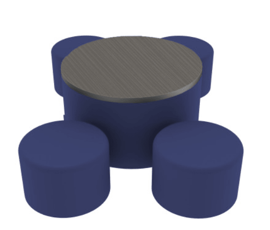 FDP Pro Series 30" Round Ottoman Table with Round 12" H Seating, 5 - Piece Set (FDP - 15110 - XXXX) - SchoolOutlet
