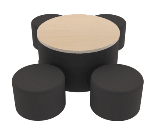 FDP Pro Series 30" Round Ottoman Table with Round 12" H Seating, 5 - Piece Set (FDP - 15110 - XXXX) - SchoolOutlet