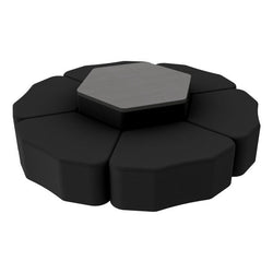 FDP Pro Series Hexagon Ottoman Table with Petal 12" H Seating, 7-Piece Set (15113-XXXX)