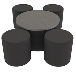 FDP Pro Series 30" Round Ottoman Table with Round 18" H Seating, 5-Piece Set (15114-XXXX)