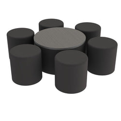 FDP Pro Series 30" Round Ottoman Table with Round 18" H Seating, 7-Piece Set (15115-XXXX)