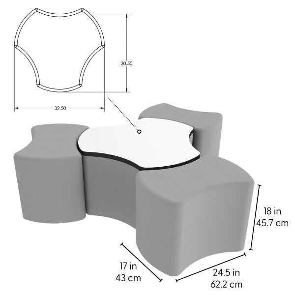 FDP Pro Series Cog Ottoman Table with Bowtie 18" H Seating, 4 - Piece Set (15116 - XXXX) - SchoolOutlet