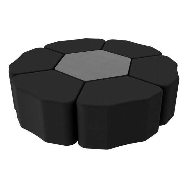 FDP Pro Series Hexagon Ottoman Table with Petal 18" H Seating, 7 - Piece Set (15117 - XXXX) - SchoolOutlet
