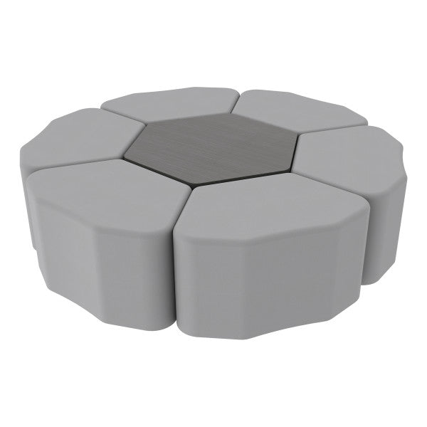 FDP Pro Series Hexagon Ottoman Table with Petal 18" H Seating, 7 - Piece Set (15117 - XXXX) - SchoolOutlet