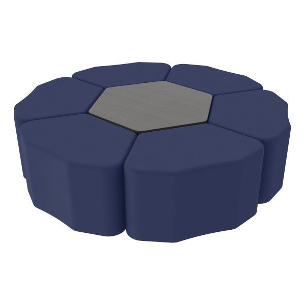 FDP Pro Series Hexagon Ottoman Table with Petal 18" H Seating, 7 - Piece Set (15117 - XXXX) - SchoolOutlet