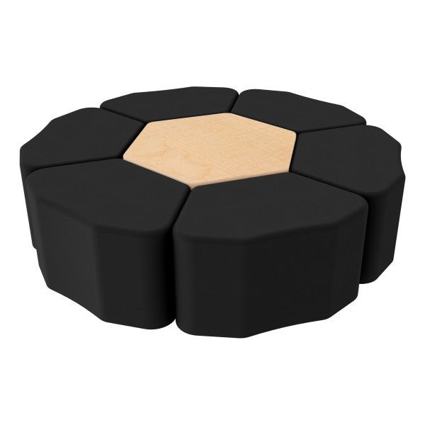 FDP Pro Series Hexagon Ottoman Table with Petal 18" H Seating, 7 - Piece Set (15117 - XXXX) - SchoolOutlet