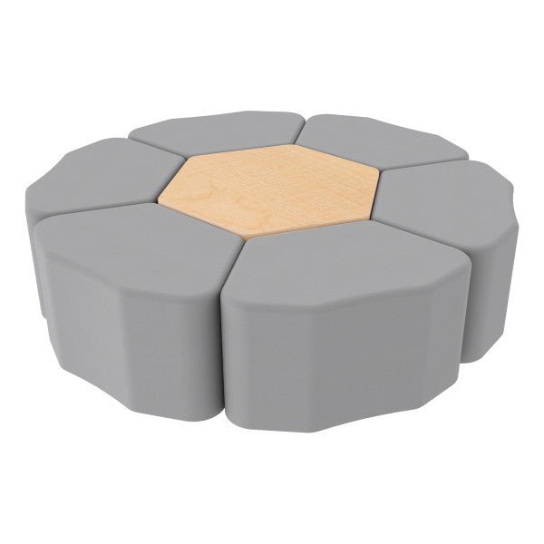 FDP Pro Series Hexagon Ottoman Table with Petal 18" H Seating, 7 - Piece Set (15117 - XXXX) - SchoolOutlet
