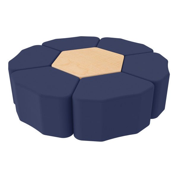 FDP Pro Series Hexagon Ottoman Table with Petal 18" H Seating, 7 - Piece Set (15117 - XXXX) - SchoolOutlet