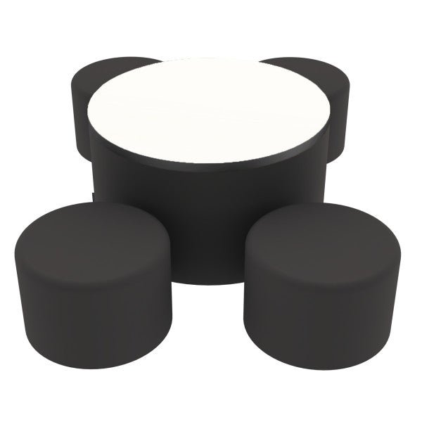 FDP Pro Series Dry - Erase Round Ottoman Table with Round 12" H Seating, 5 - Piece Set (15118 - XXXX) - SchoolOutlet