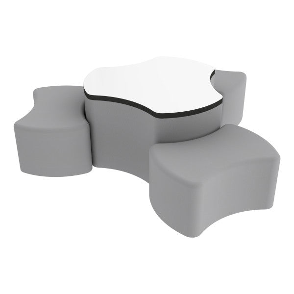 FDP Pro Series Dry - Erase Cog Ottoman Table with Bowtie 12" H Seating, 4 - Piece Set (15119 - XXXX) - SchoolOutlet