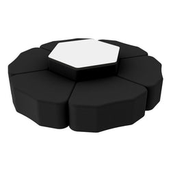 FDP Pro Series Dry-Erase Hexagon Ottoman Table with Petal 12" H Seating, 7-Piece Set (15120-XXXX)