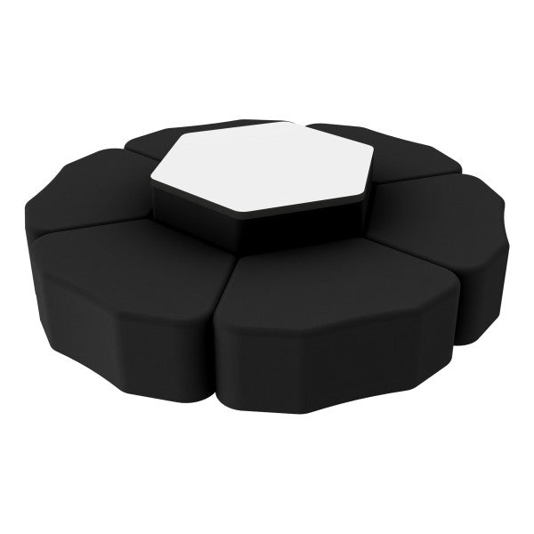 FDP Pro Series Dry - Erase Hexagon Ottoman Table with Petal 12" H Seating, 7 - Piece Set (15120 - XXXX) - SchoolOutlet