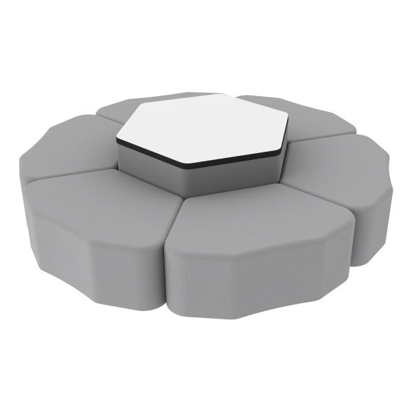 FDP Pro Series Dry - Erase Hexagon Ottoman Table with Petal 12" H Seating, 7 - Piece Set (15120 - XXXX) - SchoolOutlet
