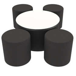 FDP Pro Series Dry-Erase 30" Round Ottoman Table with Round 18" H Seating, 5-Piece Set (15121-XXXX)