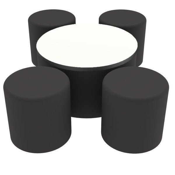 FDP Pro Series Dry - Erase 30" Round Ottoman Table with Round 18" H Seating, 5 - Piece Set (15121 - XXXX) - SchoolOutlet
