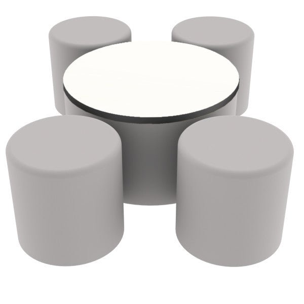 FDP Pro Series Dry - Erase 30" Round Ottoman Table with Round 18" H Seating, 5 - Piece Set (15121 - XXXX) - SchoolOutlet
