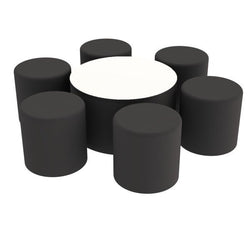 FDP Pro Series Dry-Erase 30" Round Ottoman Table with Round 18" H Seating, 7-Piece Set (15122-XXXX)