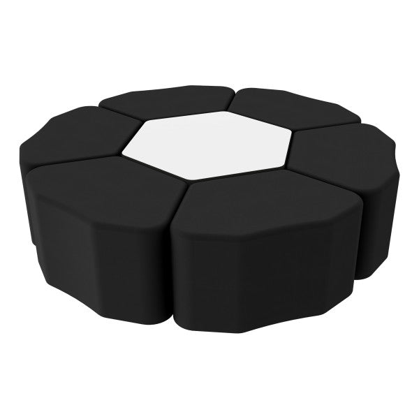 FDP Pro Series Dry - Erase Hexagon Ottoman Table with Petal 18" Height Seating, 7 - Piece Set (15124 - XXXX) - SchoolOutlet