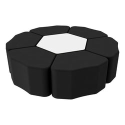 FDP Pro Series Dry-Erase Hexagon Ottoman Table with Petal 18" Height Seating, 7-Piece Set (15124-XXXX)