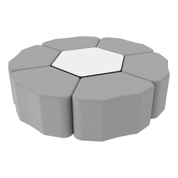 FDP Pro Series Dry - Erase Hexagon Ottoman Table with Petal 18" Height Seating, 7 - Piece Set (15124 - XXXX) - SchoolOutlet