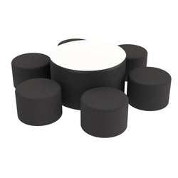 FDP Pro Series Dry-Erase 30" Round Ottoman Table with Round 12" H Seating, 7-Piece Set (15143-XXXX)