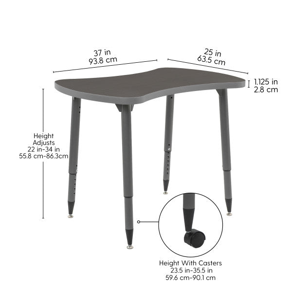 FDP Adapte 25" x 37" Bowtie Thermofused Activity Table with Adjustable Tapered Legs 22" - 34" (FDP - 15622 - XXXX) - SchoolOutlet