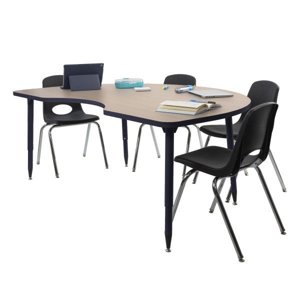 FDP Adapte 48" x 72" Kidney Thermofused Activity Table with Adjustable Tapered Legs 22" - 34" (FDP - 15624 - XXXX) - SchoolOutlet