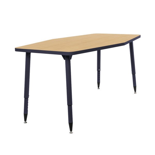 FDP Adapte 34" x 60" Long Hexagon Thermofused Activity Table with Adjustable Tapered Legs 22" - 34" (FDP - 15625 - XXXX) - SchoolOutlet