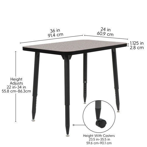 FDP Adapte 24" x 36" Rectangle Thermofused Activity Table with Adjustable Tapered Legs 22" - 34" (FDP - 15628 - XXXX) - SchoolOutlet