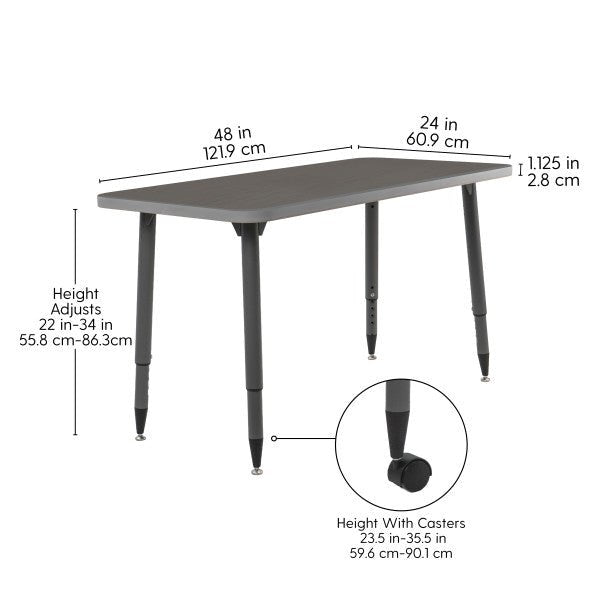FDP Adapte 24" x 48" Rectangle Thermofused Activity Table with Adjustable Tapered Legs 22" - 34" (FDP - 15629 - XXXX) - SchoolOutlet