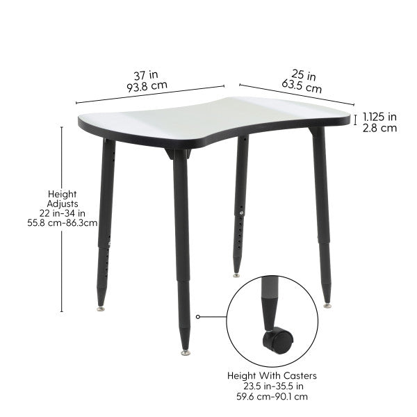 FDP Adapte 25" x 37" Bowtie Dry - Erase Activity Table with Adjustable Tapered Legs (15640 - XXXX) - SchoolOutlet