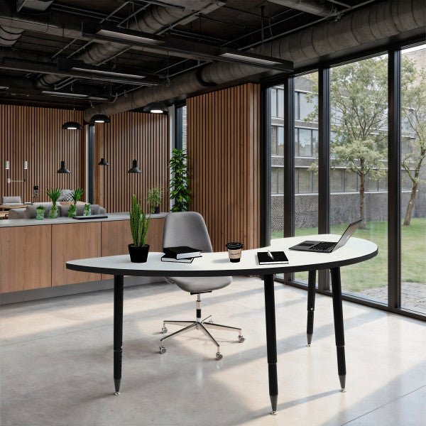 FDP Adapte 36" x 72" Half Moon Dry - Erase Activity Table with Adjustable Tapered Legs (15641 - XXXX) - SchoolOutlet